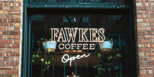 Fawkes Coffee cafe Neon signs in New Orleans