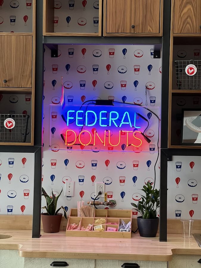 Federal Donuts & Chicken restaurant and cafe neon signs in Philadelphia