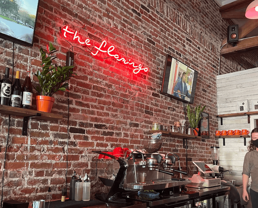 Flamingo Coffee cafe neon signs in Jacksonville