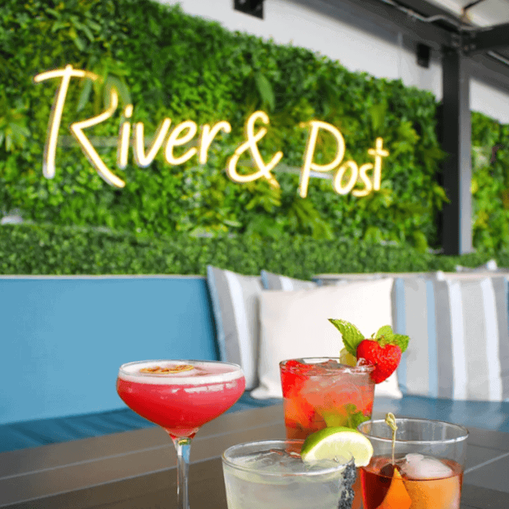 River & Post restaurant neon signs in Jacksonville