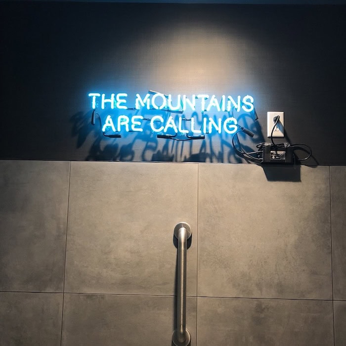 THE MOUNTAINS ARE CALLING vintage neon sign in denvor