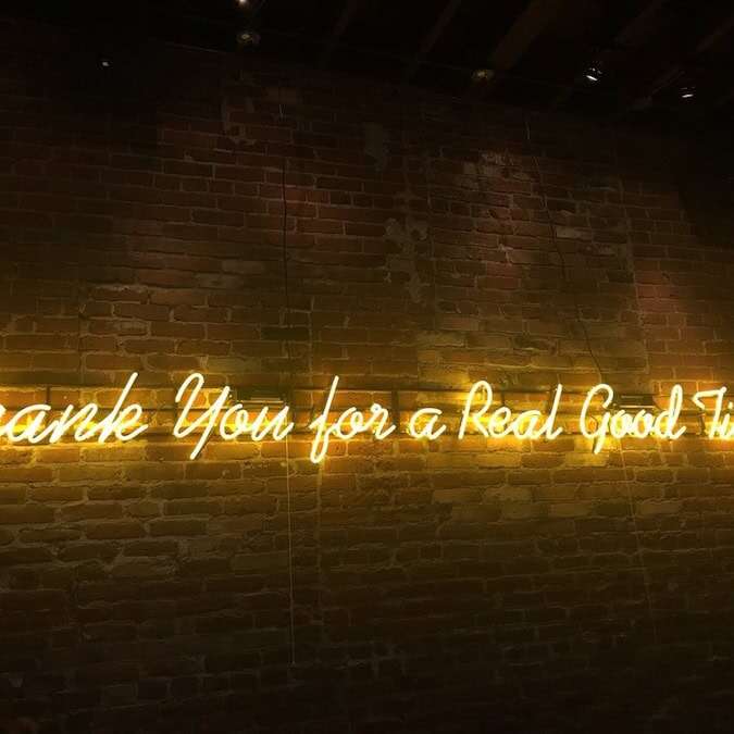 Thank You for a Real Good Time vintage neon sign in denvor