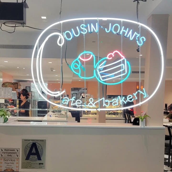 bakery custom glass neon sign hanging sign