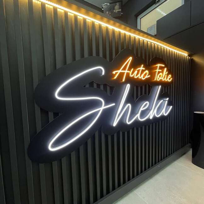 big custom led neon sign for body shop with black backing