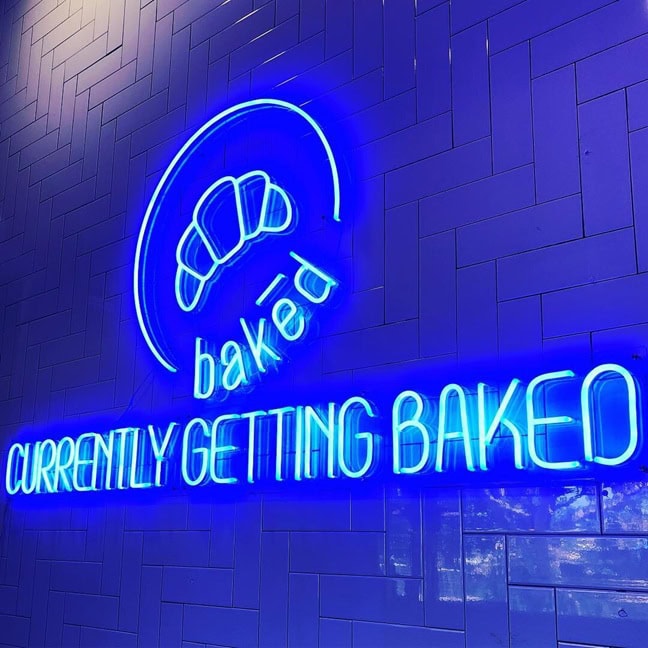 blue modern custom led neon sign for bakery