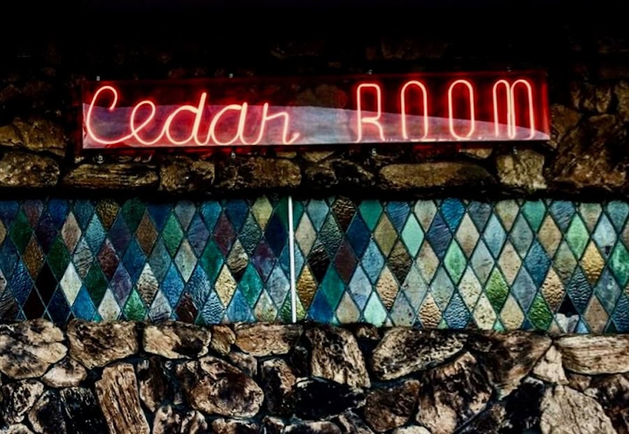 cedar room business neon sign