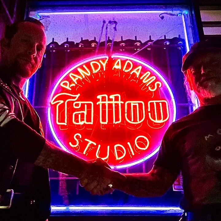 classic glass neon window sign for tattoo studio