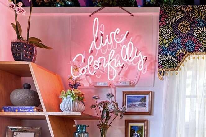 custom glass neon sign for she shed, crafts room and girls bedroom