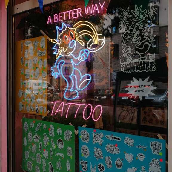 custom graphic led neon sign for tattoo shop window