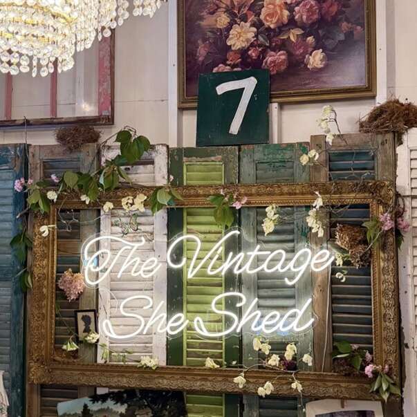 custom led neon sign for she shed vintage vibe