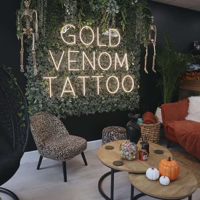 custom led neon sign for tattoo shop sitting area