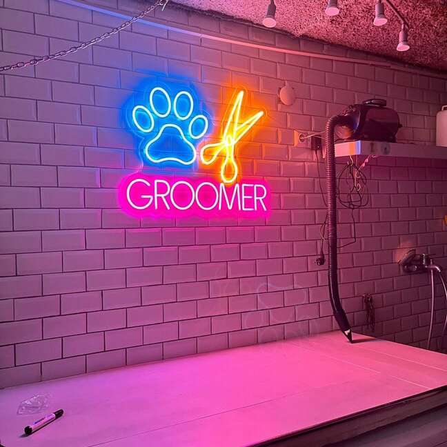 custom logo neon sign for pet groomer business