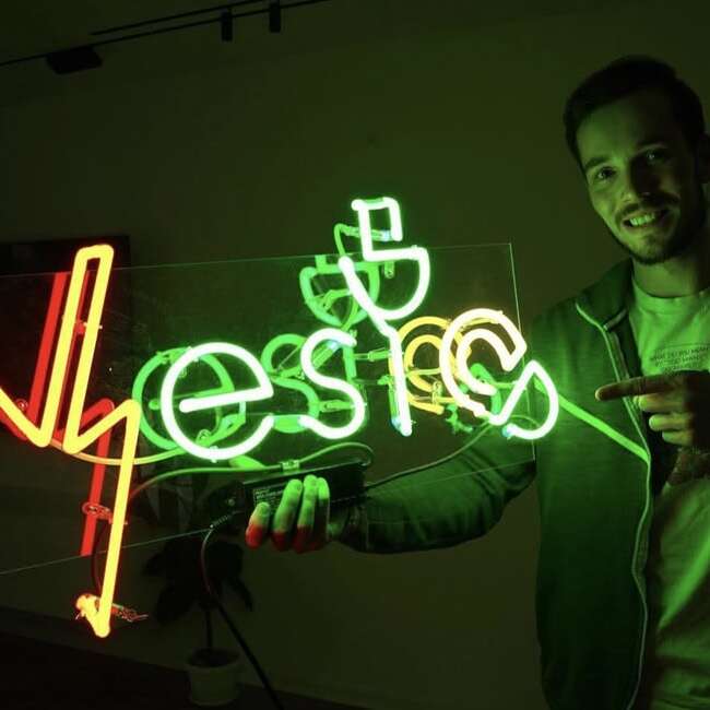 custom vintage glass neon sign for youtube content creater