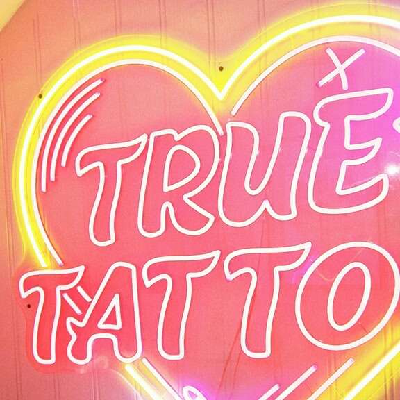 heartshape colorful led neon sign for tattoo shop