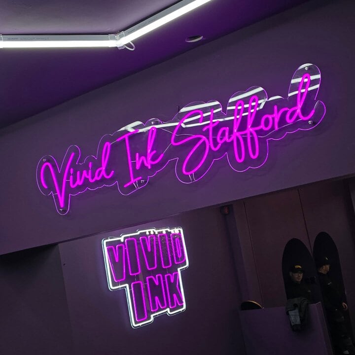 hot pink custom neon sign for tattoo shop