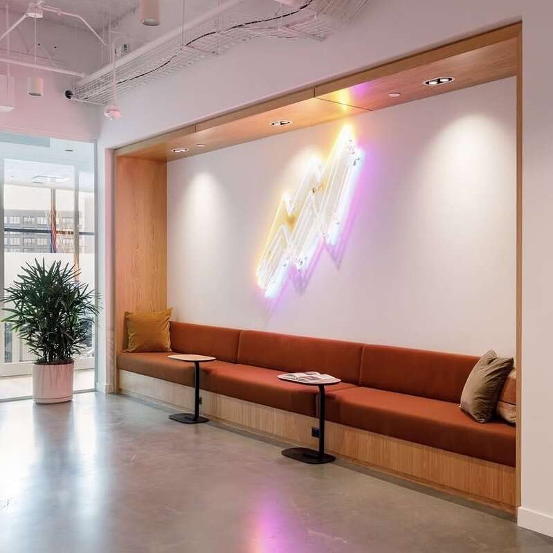 lighting bolt glass neon sign for wework space
