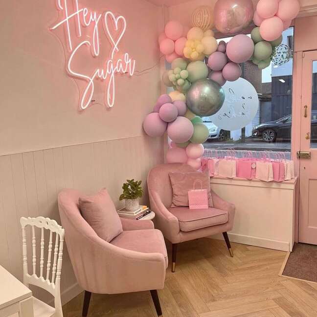 pink led neon sign for bakery and cake store