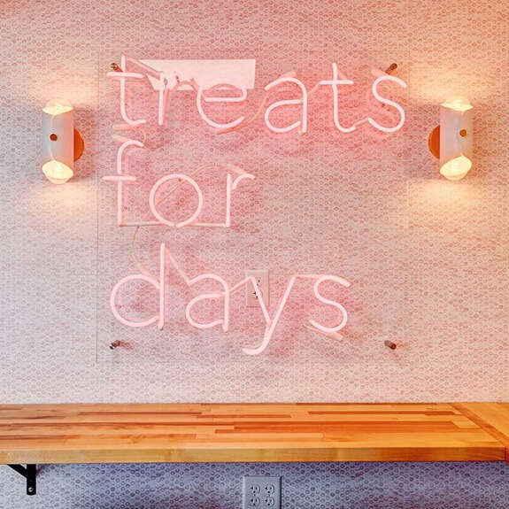 pink vintage glass neon sign with acrylic backing
