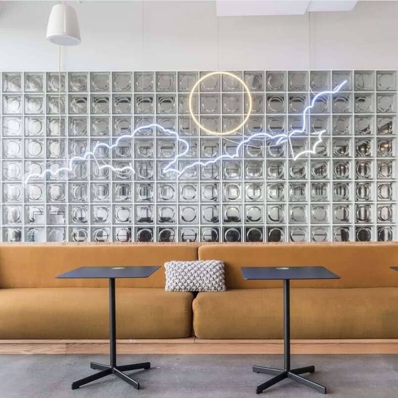 vintage glass neon sign for cowork space