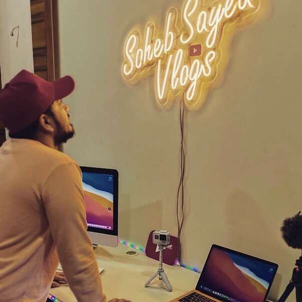 vlog youtuber custom neon sign