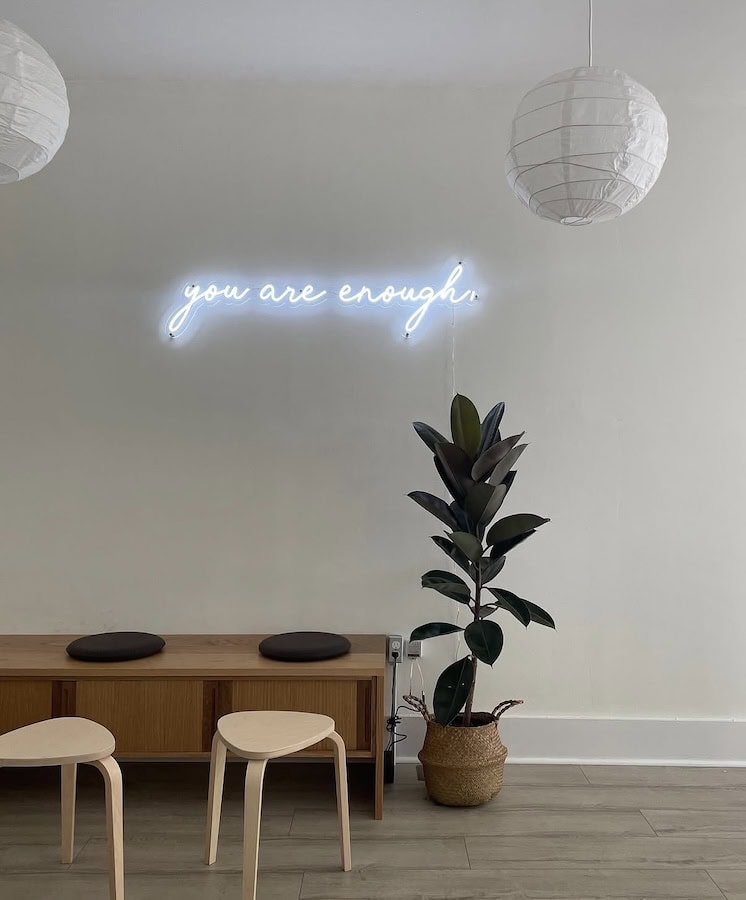 you are enough Persimmon coffee cafe neon signs in Philadelphia