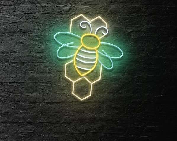 Bee and Honeycomb Neon Sign green and yellow neon sign