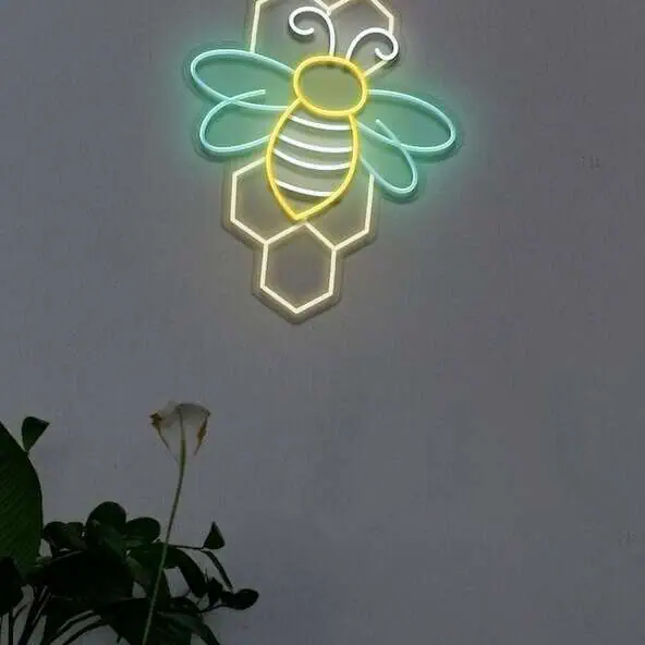 Bee and Honeycomb Neon Sign room decor