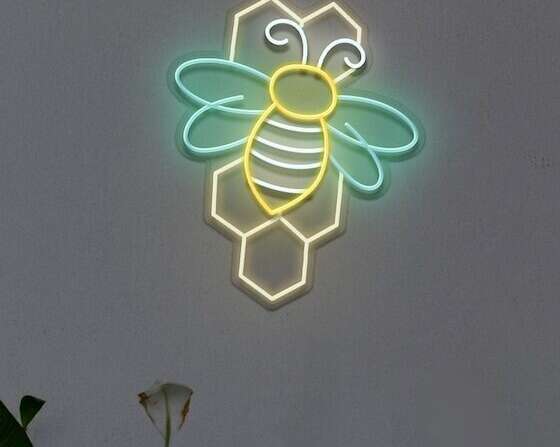 Bee and Honeycomb Neon Sign room decor