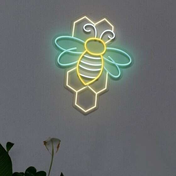 Bee and Honeycomb Neon Sign room decor