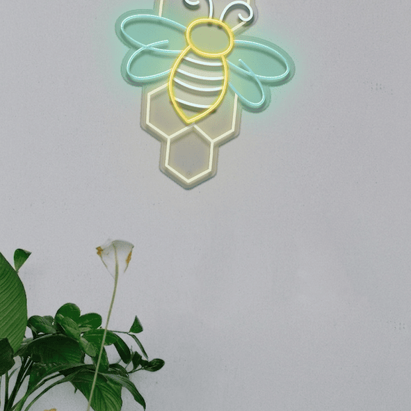 Bee and Honeycomb Neon Sign