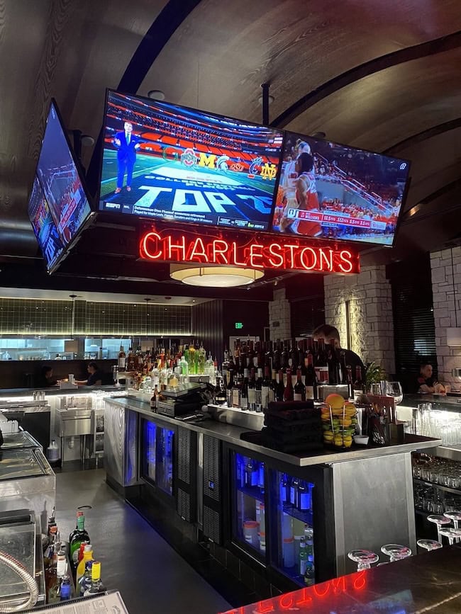 Charleston's bar neon sign in oklahoma