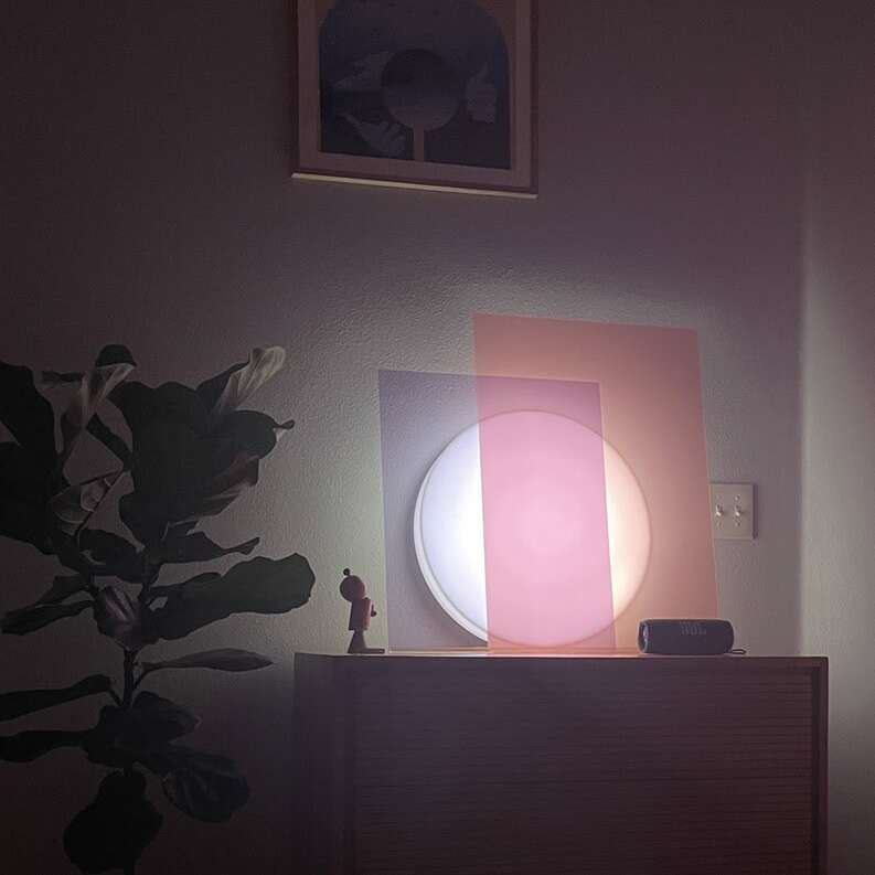 Lune floor lamp pink and purple set on the dresser