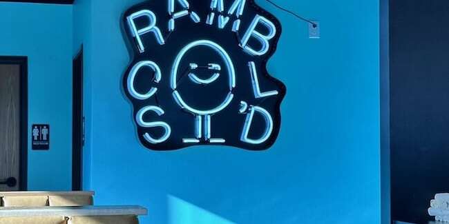 Scrambl’d restaurant business logo neon sign in oklahoma