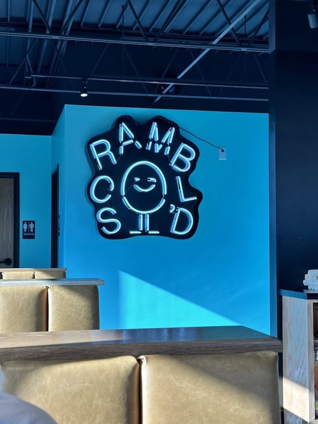 Scrambl’d restaurant business logo neon sign in oklahoma
