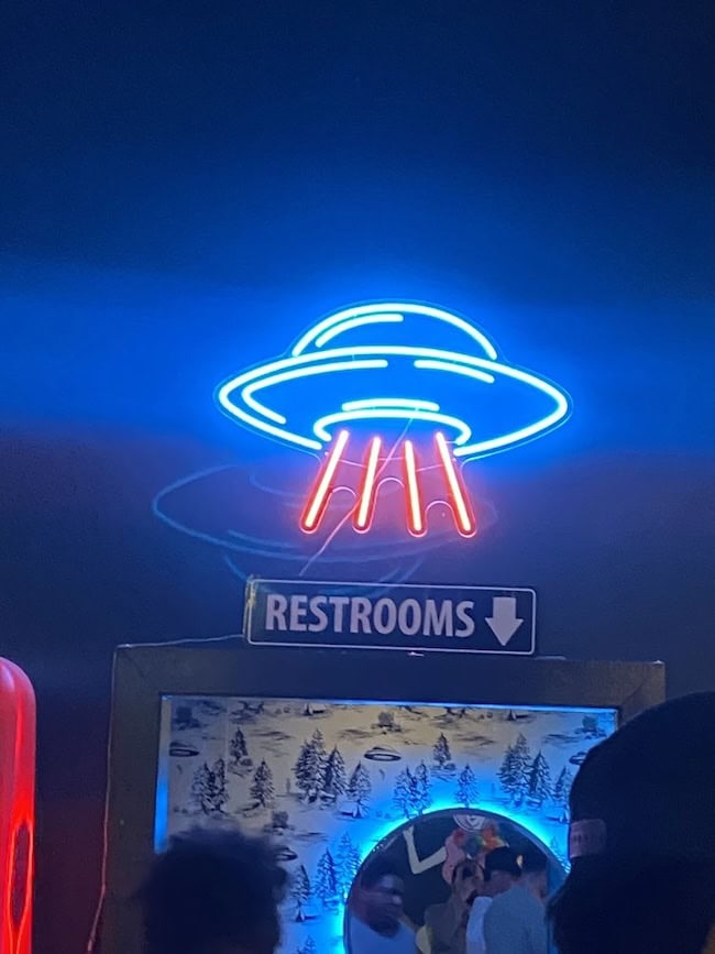 UFO fun cute neon sign in Lunar Lounge in oklahoma