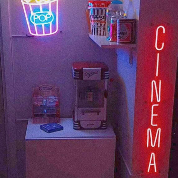 classic small glass neon sign for home theater