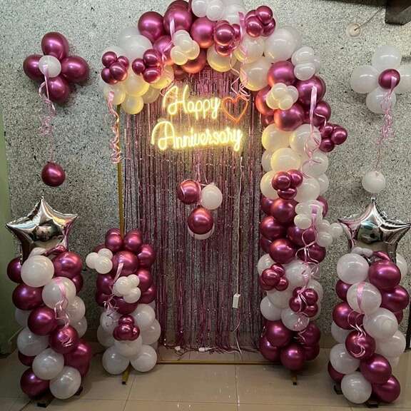 custom led neon sign for anniversary backdrop, shimmer wall