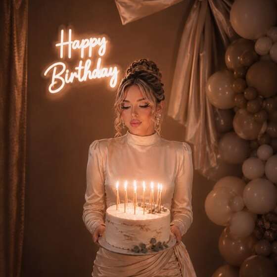 custom neon sign for birthday decor, influencer photoshoot decor