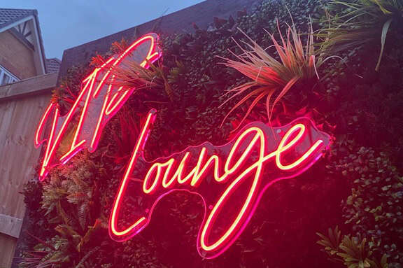 custom neon sign for outdoor patio lounge
