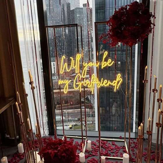 custom neon sign for proposal and engagement