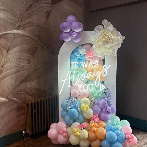 custom neon sign in white color for proposal