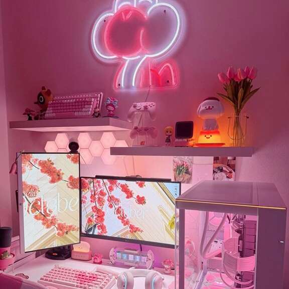 cute custom led neon sign for girls game room streaming setup