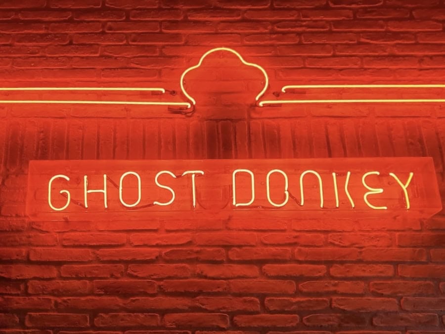 ghost donkey red vintage neon sign in phoenix
