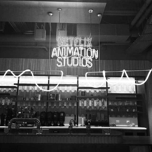 glass neon sign for netflix film