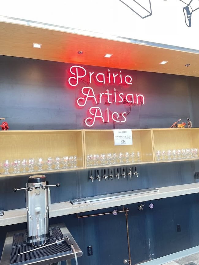 prairie artisan ales bar. neon sign in Prairie OKC in oklahoma