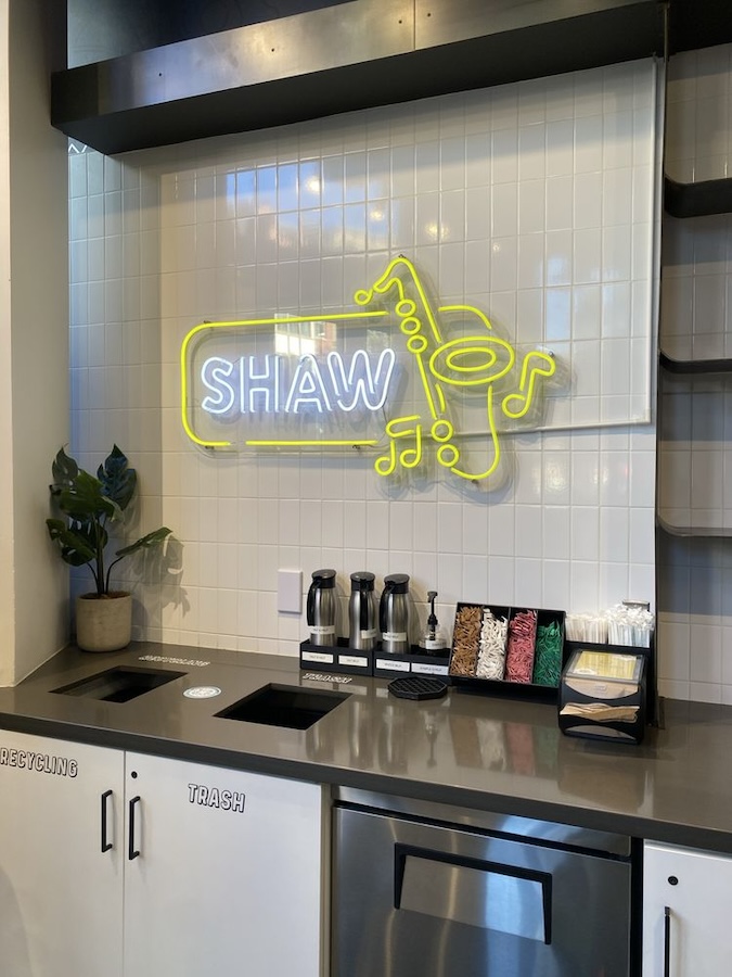 shaw restaurant neon sign in Cracked Eggery