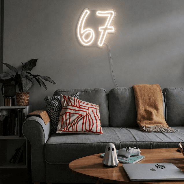six seven meme quote neon sign