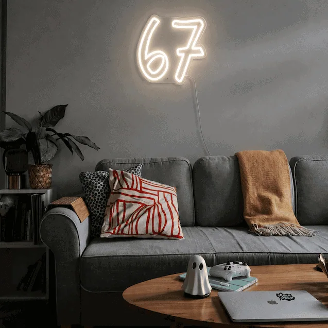 six seven meme quote neon sign