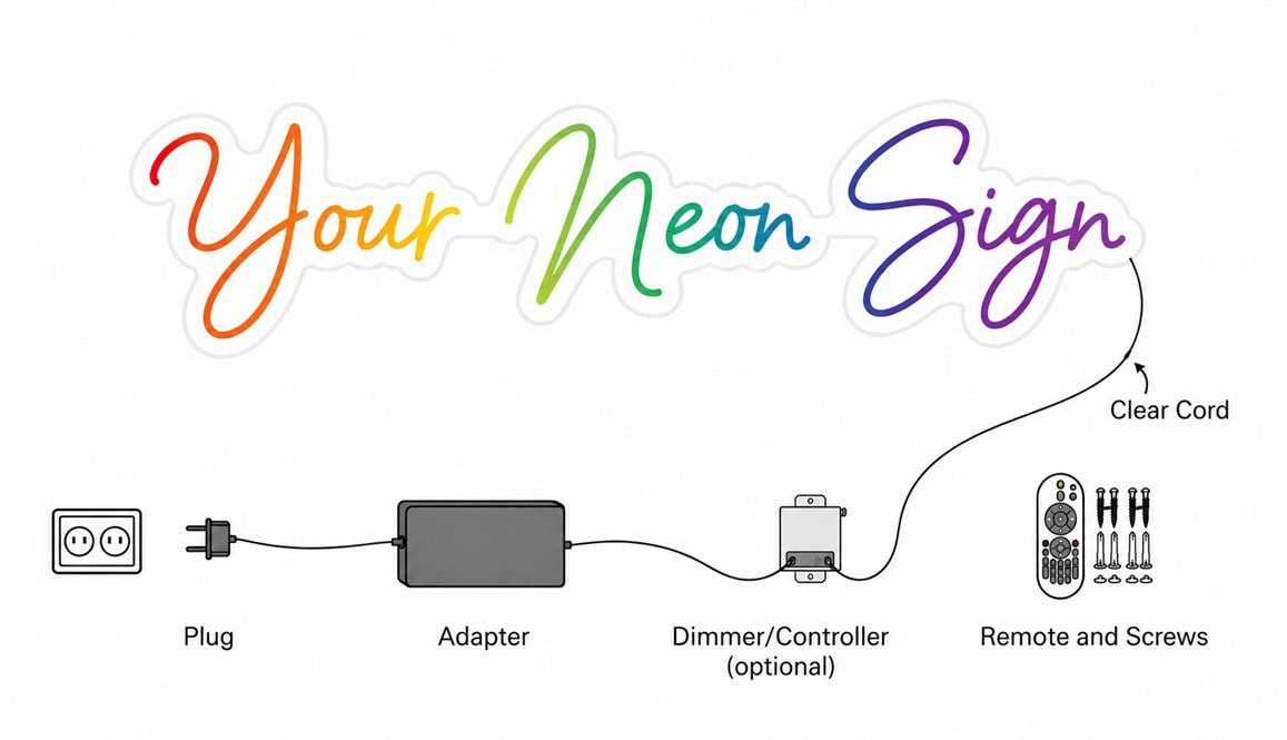 updated what's in the box for custom led neon sign