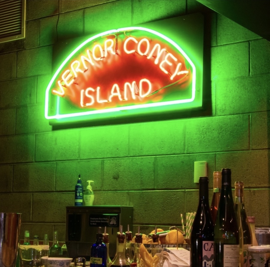 vernor coney island vintage neon sign in Flowers of Vietnam in detroit
